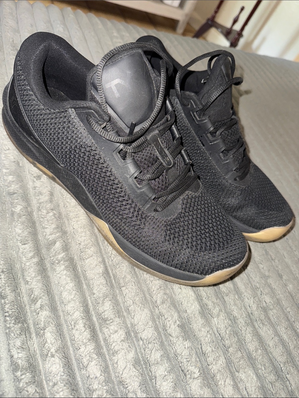 TYR Men's Black Knit Sneakers with Gum-Trim Sole